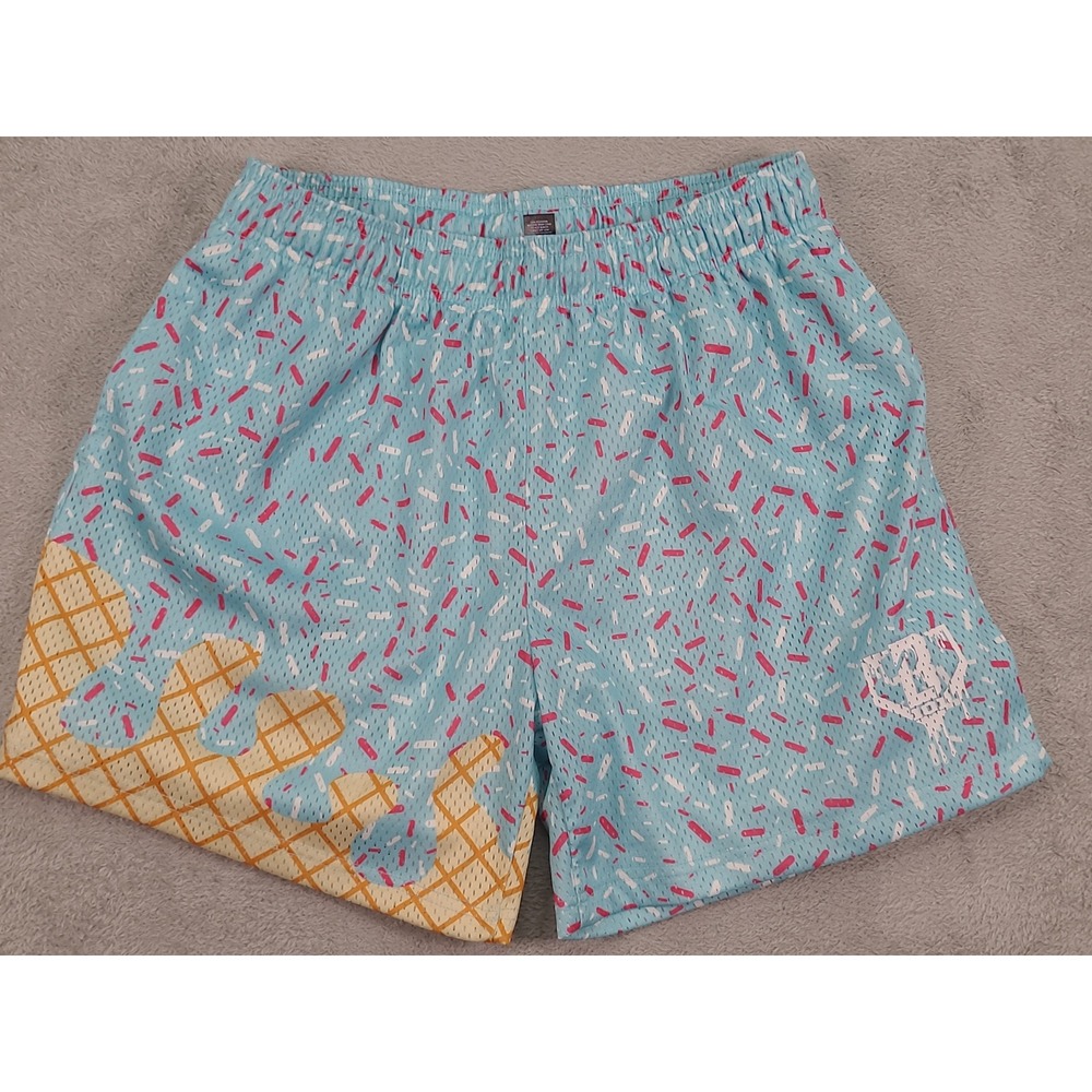 B101 Apparel Ice Cream Sprinkles Mesh Shorts Mens Large Blue Pink Streetwear